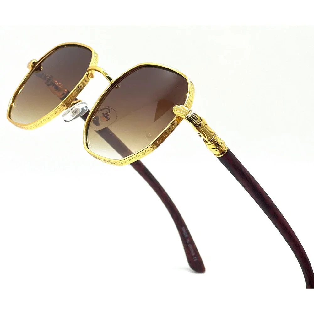 Men Sunglasses Brown Gradient Lens Hip Hop‎ Street Wear Trendy Round Classic New